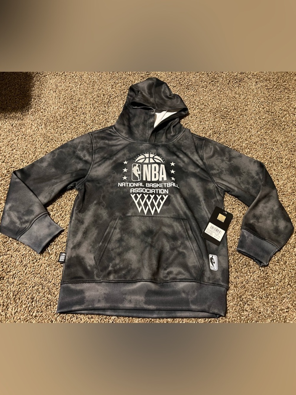 NWT NBA Black Tie-Dye Logo Pullover Hoodie